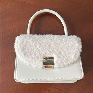H&M Elegant Cream Mini Top Handle Bag with Gold Accent